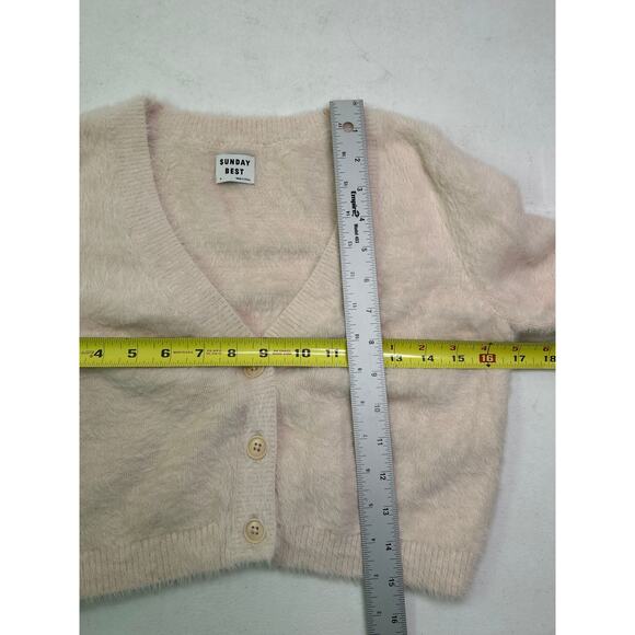 Aritzia Sunday Best Reese Cropped Cardigan in Ballerina pink Size M. - Picture 4 of 7